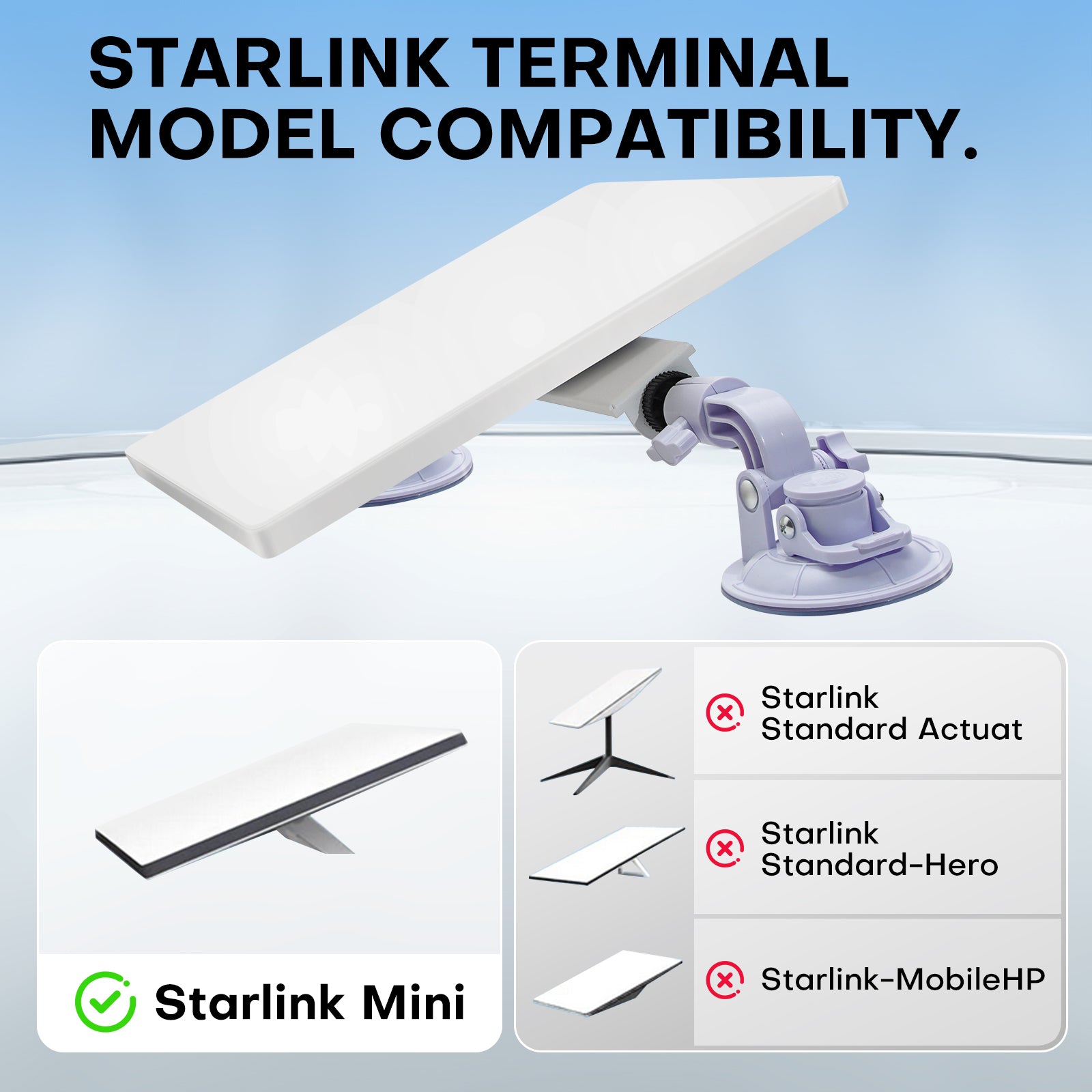 Starlink Mini Suction Cup Mount for Car Sunroofs or Windows – Secure Satellite Mounting Kit with Strong Grip for RVs, Boats and Road Trips – Stable Signal Guaranteed