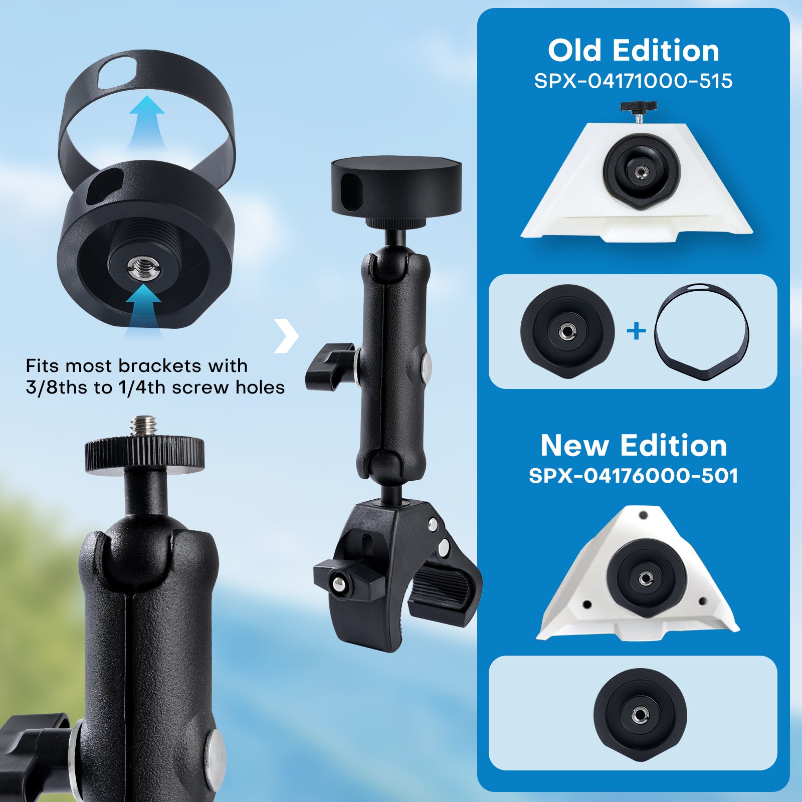 Starlink Mini Mount 2024, Adjustable Clamp Mount Accessories for Starlink Mini Roof Rack RV Ladder Pole Mounting Kits, for 2024 Old Version Pipe Adapter