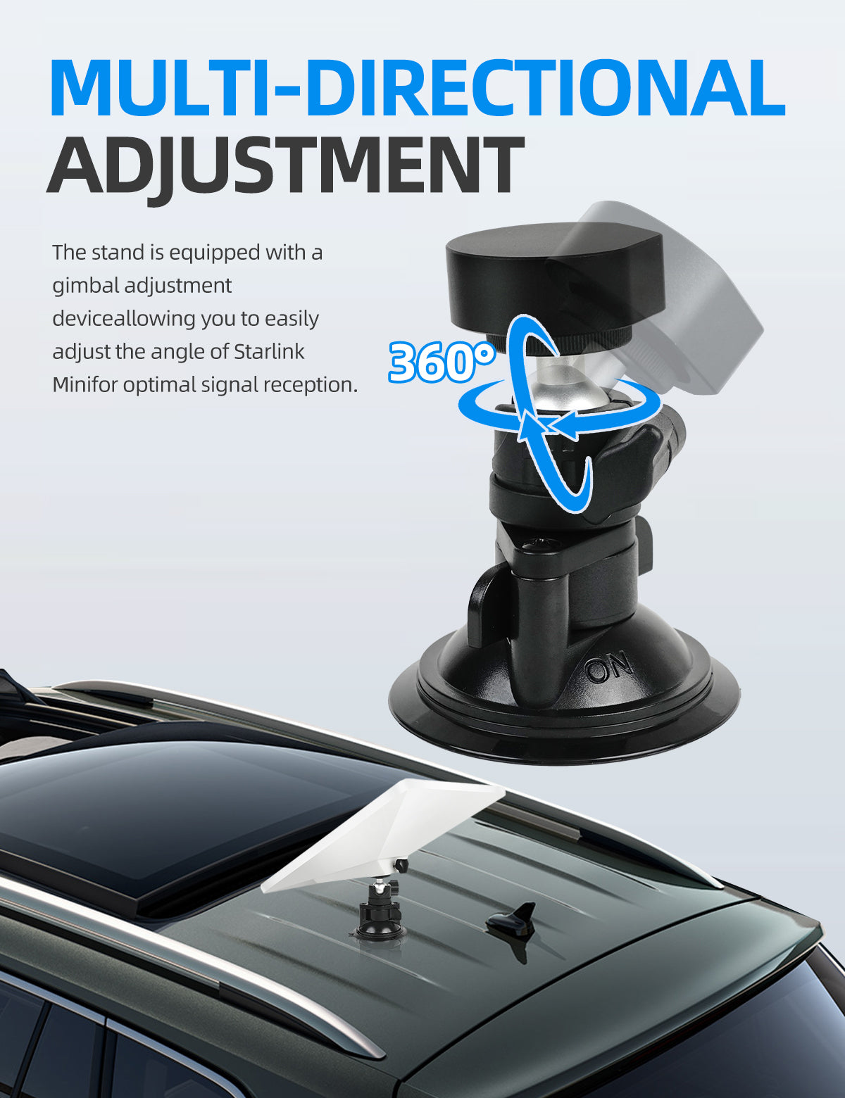 Rectangular Satellite Suction Cup Mount, Adjustable Angle Rectangular Satellite Adjustable Angle Suction Cup for Mini Dish Yacht Roof Rack Install