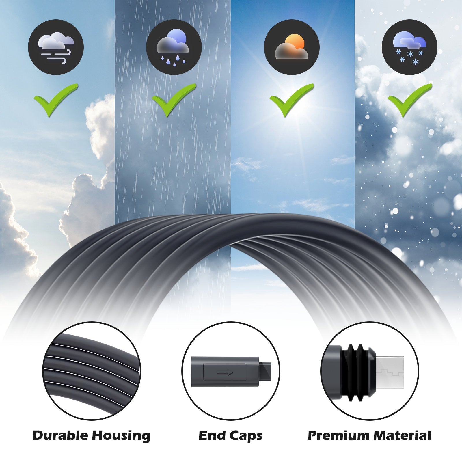 STARGEAR Starlink Cable 75FT Satellite Replacement Extension Cable for Starlink Rectangular Satellite V2, Waterproof Starlink Cable with End Caps Starlink  Gray (75FT/22.86M)