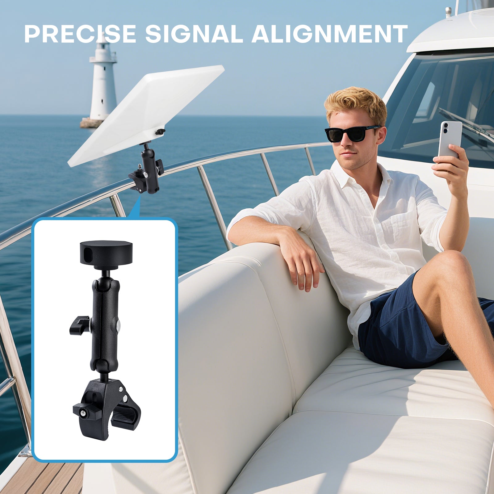 Starlink Mini Mount 2024, Adjustable Clamp Mount Accessories for Starlink Mini Roof Rack RV Ladder Pole Mounting Kits, for 2024 Old Version Pipe Adapter
