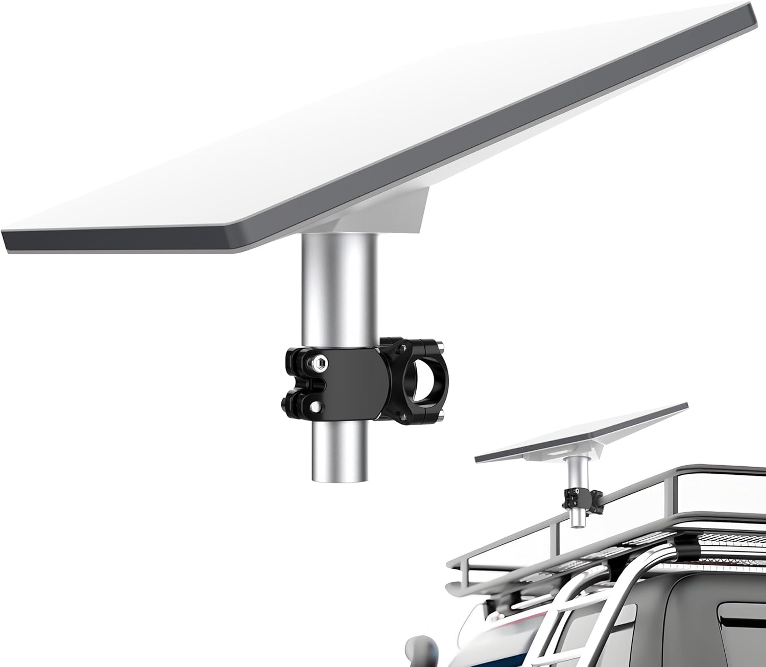 Starlink Mini Pole Mount - Universal RV Ladder/Roof Rack/Yacht Railing Mount (0.8"-1" Pipes) - Horizontal Clamp with 6" Quick-Release Cable for Camper, Boat