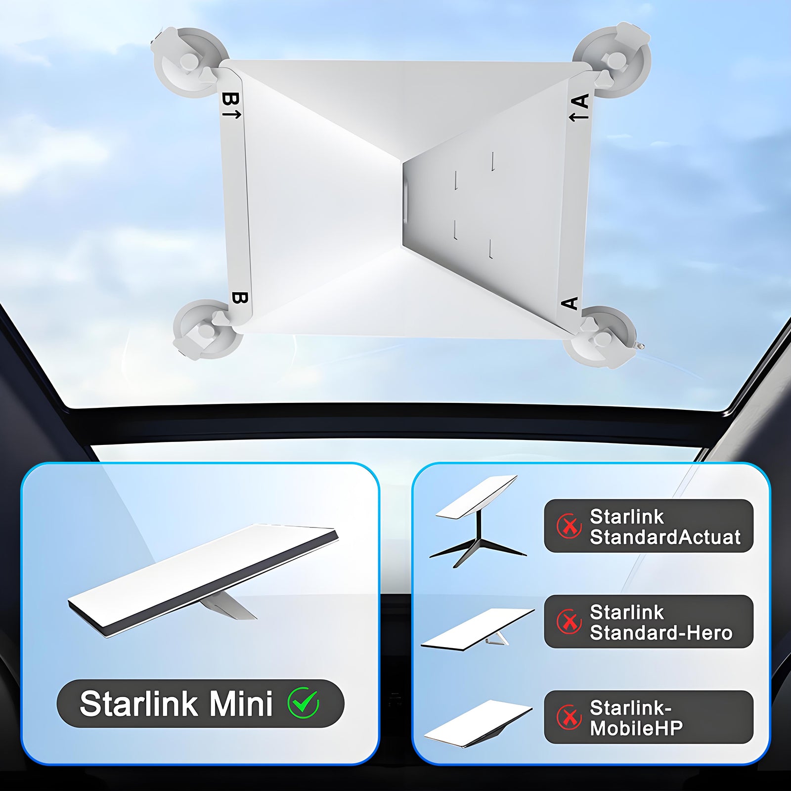 Starlink Mini Suction Cup Mount for Car Sunroofs or Windows – Secure Satellite Mounting Kit with Strong Grip for RVs, Boats and Road Trips – Stable Signal Guaranteed,1pcs