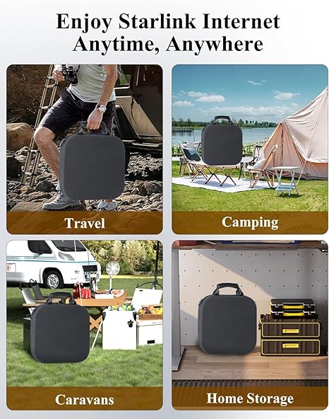 Case for Starlink, Case for Starlink Mini,Shockproof, Water-Resistant, and Dustproof Storage with Customizable Interior(Gray) (Black)