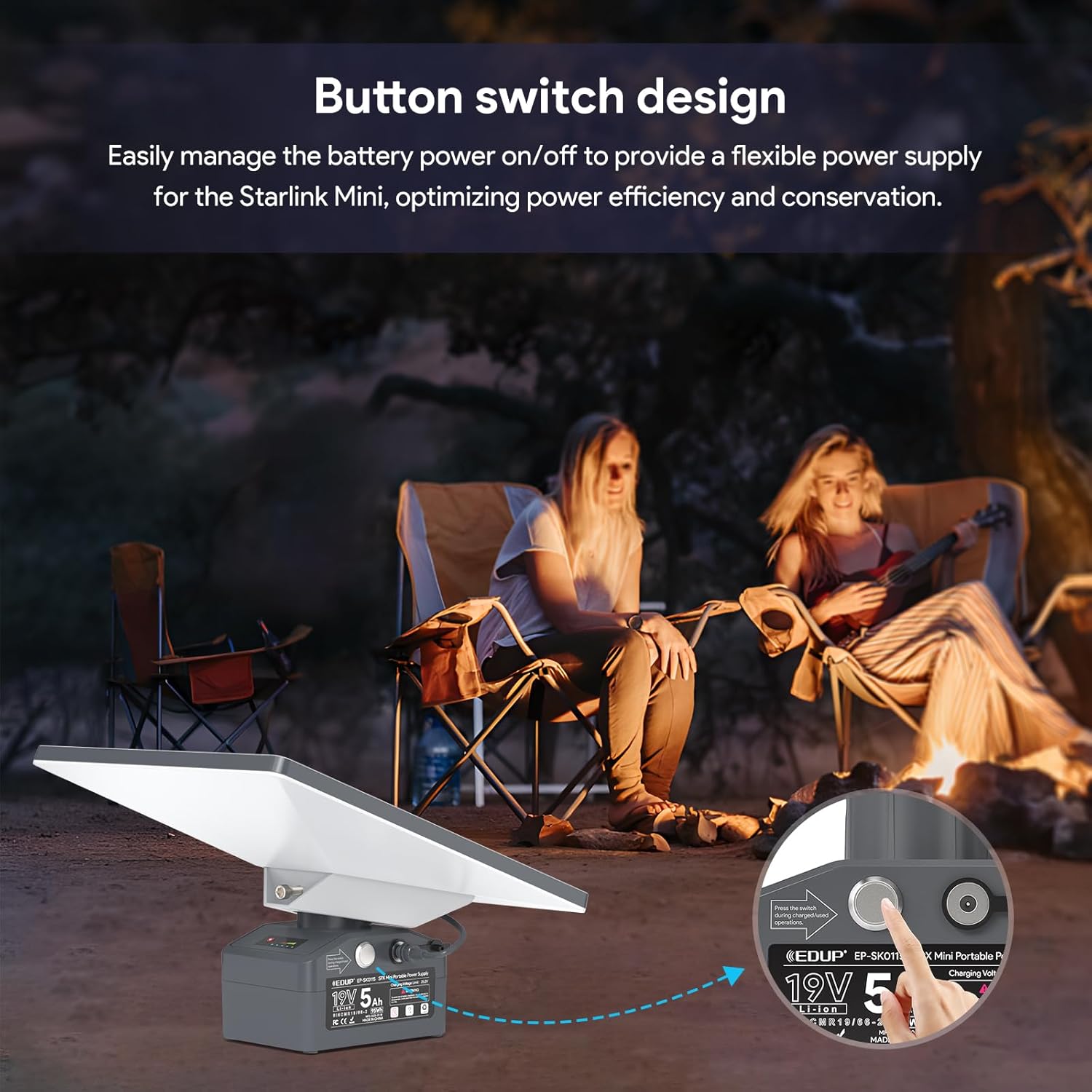 Starlink Mini Battery Pack with Charger, Portable Waterproof Power Bank Mount for Starlink Mini Dish,Outdoor Camping Power Supply 19V/ 5Ah/ 95Wh, Plug and Play, Rechargeable Battery, StarLink Mount