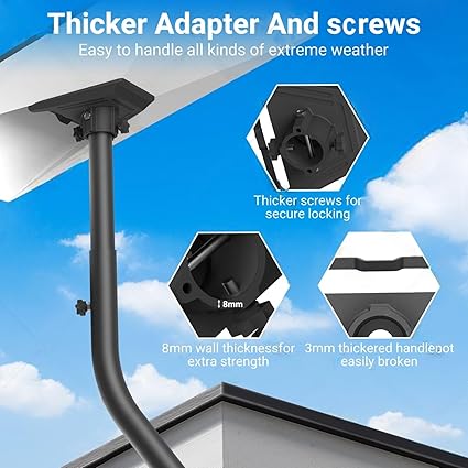 Starlink Gen 3 Wall & Roof Mount Kit, 180° Adjustable Pole Mount with Gen 3 Pipe Aluminum Alloy Adapter，Weatherproof Design for Satellite Dish & RV，Easy Installation（Iron Grey）