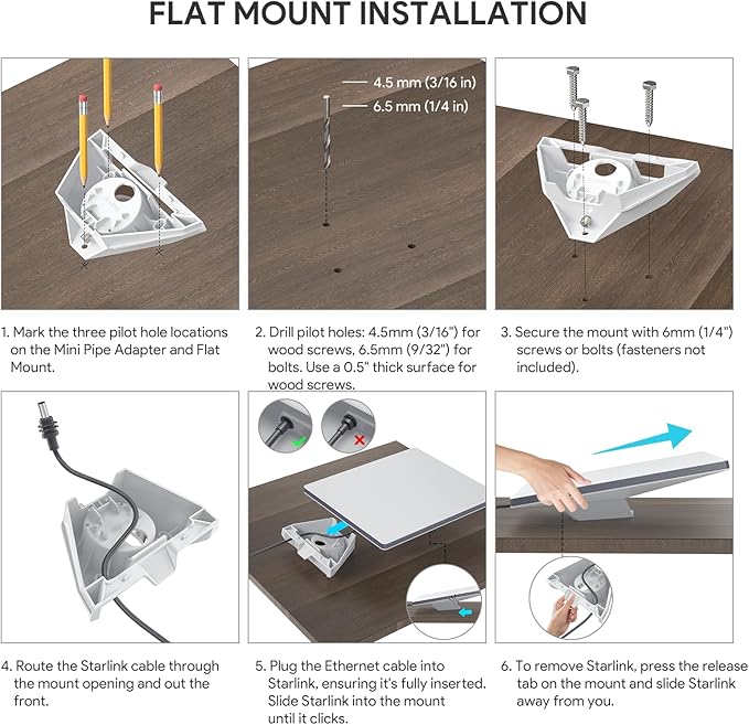 Starlink Mini Pipe Adapter and Flat Mount, 2026 Upgraded Stationary Mounting Kit, Compatible with Starlink Mini Dish, Ideal for Pole or Flat Surface Installation, Replacement or Extra Mount