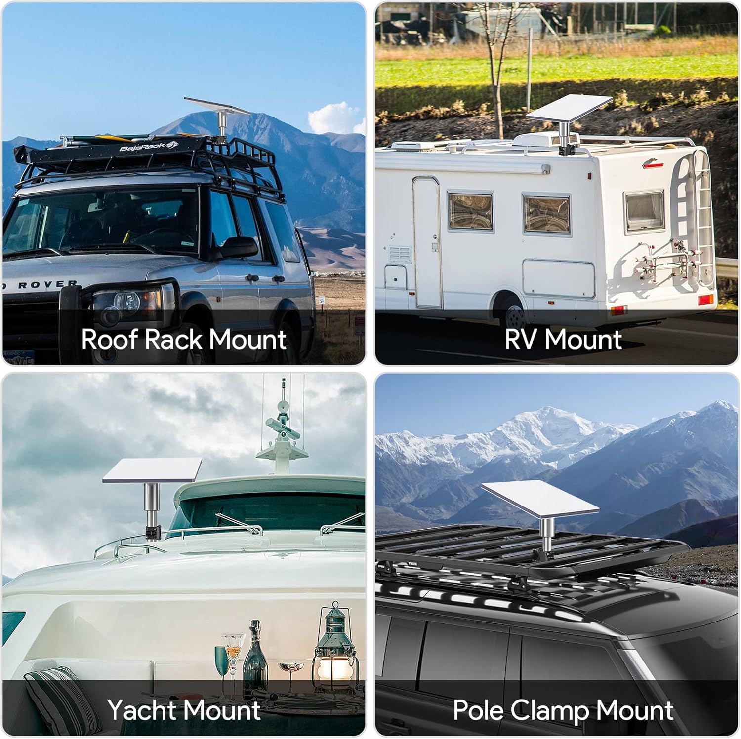 Starlink Mini Pole Mount - Universal RV Ladder/Roof Rack/Yacht Railing Mount (0.8"-1" Pipes) - Horizontal Clamp with 6" Quick-Release Cable for Camper, Boat