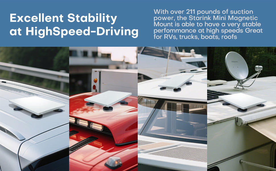 Starlink Mini Magnetic Mount for Vehicle Roof, Heavy-Duty Magnet Base with Secure Hold for RV, Car, Truck & Boat